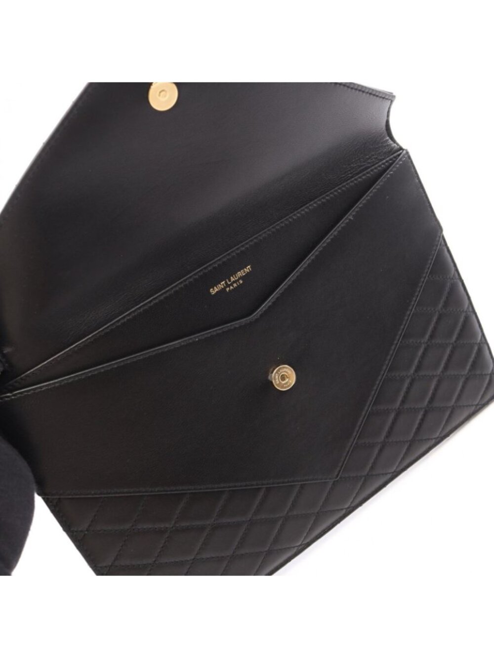 Saint Laurent Paris Clutch Gabby Black Leather Flap Chain - Picture 9 of 9